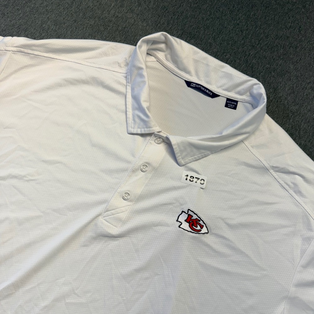 Cutter & Buck Mens Kansas City Chiefs Polo Shirt White 4XT Tall Big & Tall NFL